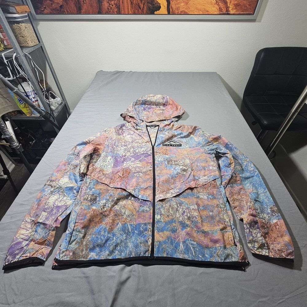Nike Jacket Womens Medium Trail Shield Wind Runner Full Zip Packable CZ9538-468